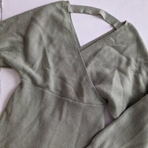 Batwing Sweater Mini Dress Sage